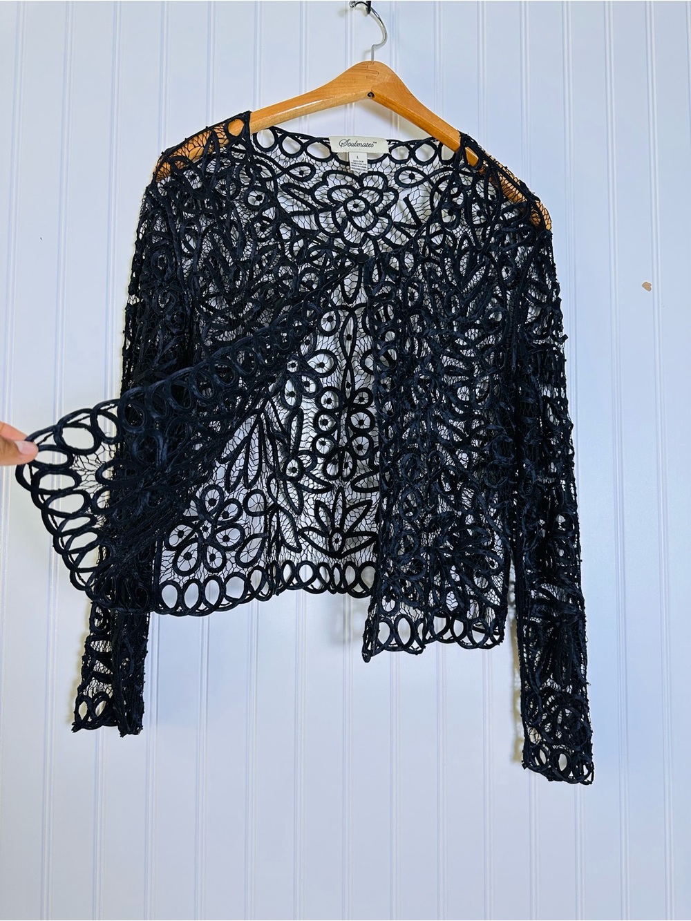 Soulmates Handcrafted Embroidered Beaded Silk Lace Evening Dress Jacket Set Sz L - Picture 13 of 16